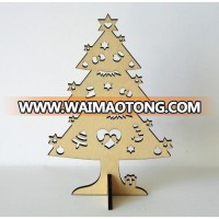 Laser engraved wooden christmas tree crafts mini mdf wood model