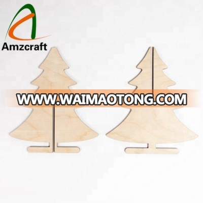 Wholesale Laser Cutout Wooden Mini Christmas Tree Standing