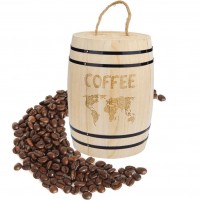 High Quality Handmade Cheap Portable Decoration Natural Wood Color Mini Coffee Bean Barrel