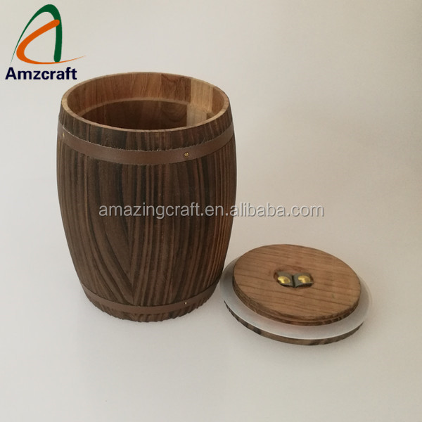 High Quality Wooden Honey Storage Gift Barrel With Leather Handle